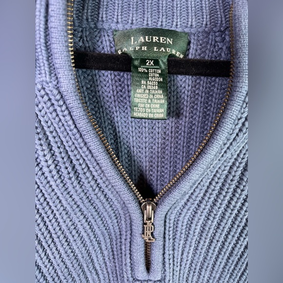 Women’s Blue Ralph Lauren Polo 1/4 Zip Pullover Sweater 100% Cotton Size Xl - Picture 2 of 7